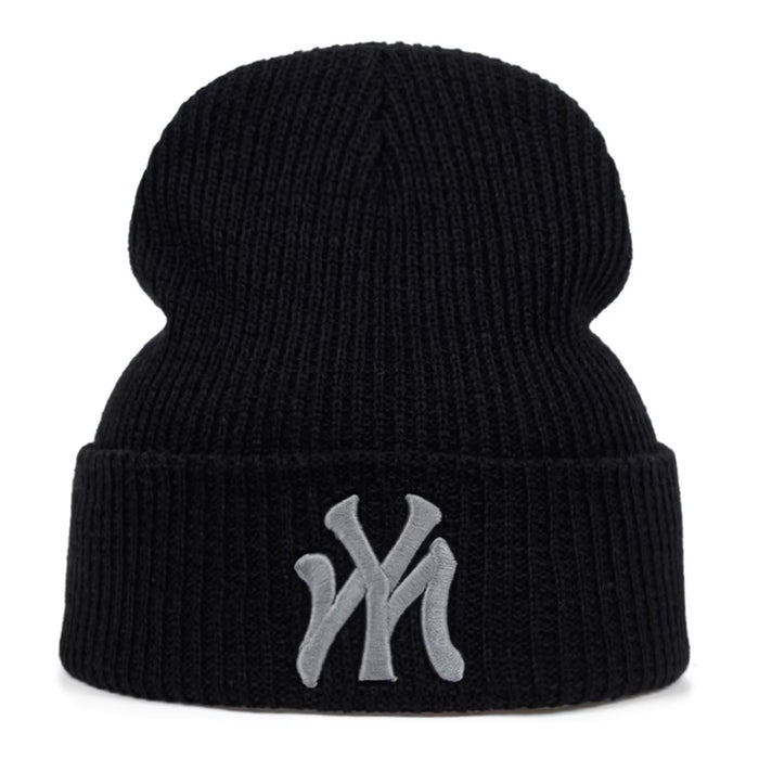 Unisex WY Letter Embroidered Beanies - Warm Autumn Winter Caps for Men and Women
