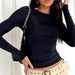 Women's Long Sleeve Solid Slim Fit Casual T-Shirt - Spring Autumn Streetwear Crop Top