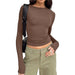Women's Long Sleeve Solid Slim Fit Casual T-Shirt - Spring Autumn Streetwear Crop Top