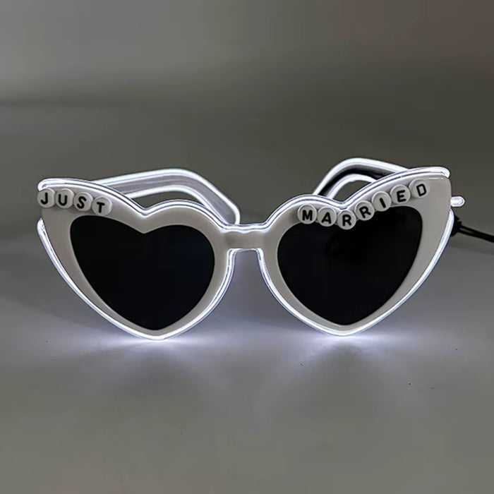 LED Just Married Glasses Wedding Party Bridal Shower Bride to Be Gift Wedding Decorations for Ceremony Light Married Sunglasses